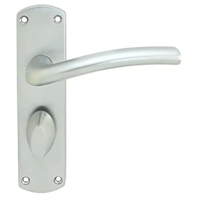 Image of Serozzetta Liddel Door Handles on Back Plate Bathroom (57mm c/c) Satin Chrome