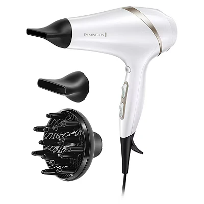 Image of Remington Hydraluxe Hair Dryer (Micro Conditioners to Help Balance Moisture, Hydracare Temperature Setting for Healthy Hair, Diffuser, Slim Styling &amp; Wide Concentrators, Powerful, Ionic, 2300W) AC8901