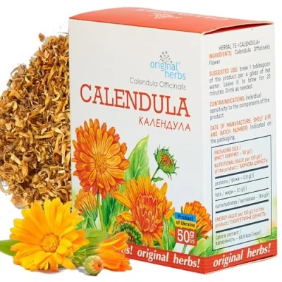 Image of MARIGOLD, Calendula (OFFICINALIS) Herbal Tea Wild Crafted Original Herbs 50g Dried Flowers Loose Leaf for Detox and Relaxation