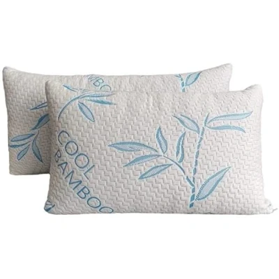 Image of ComfySleep Queen Size 2 Pack Rayon Made from Bamboo Pillows for Sleeping, Cooling Shredded Memory Foam Adjustable Bed Pillow with, Removable/Washable Cover (Queen Pack)
