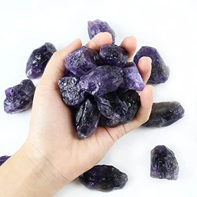 Image of Nvzi Amethyst Crystals Bulk, and Healing Stones, Rocks for Tumbling, Raw Crystals, Calcite Crystal Decoration, Wicca, Reiki, Chakra Energy(460g)