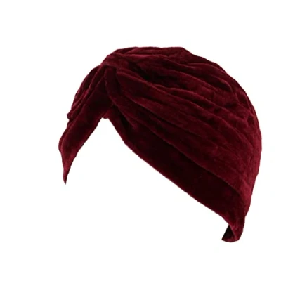 Image of Topkids Accessories Velvet Hair Turban Head Wrap, Sleep Cap, Scarf, Towel, Chemo Headwear for Women UK, Silk Wrap Sleeping (Burgundy)