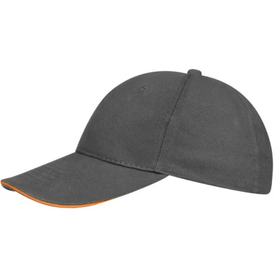 Image of SOLS Unisex Buffalo 6 Panel Baseball Cap (Grey/Orange) Cotton One Size
