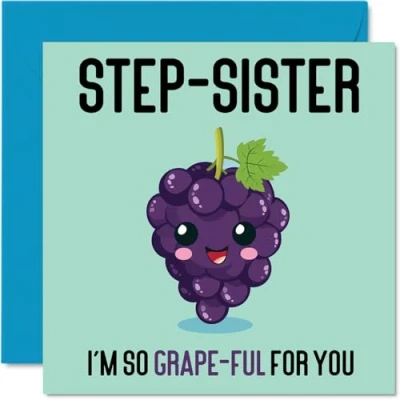 Image of Thank You Cards for Step Sister Grape Ful Funny Happy Birthday Card from Brother, Sibling Gifts, 145mm x Joke Greeting Women Her