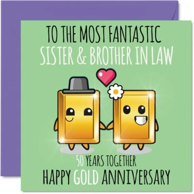 Image of Cute Gold Anniversary Card for Sister &amp; Brother In Law 50 Years Together Happy 50th Wedding Cards Sister, 145mm x Greeting Fiftieth Anniversaries