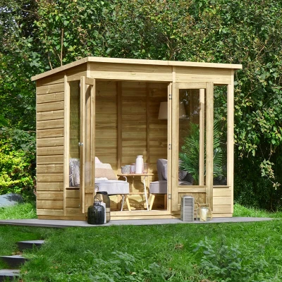 Image of 8&#039; x 6&#039; Forest Beckwood 25yr Guarantee Double Door Pent Summer House (2.52m 2.05m)