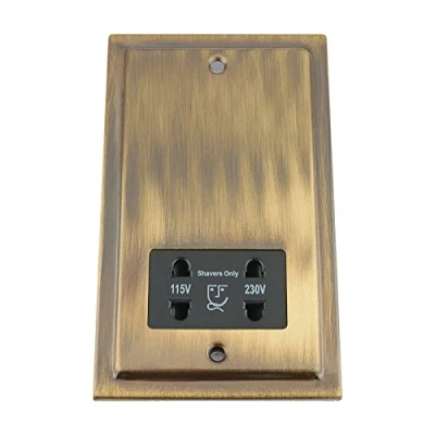 Image of Shaver Socket Dual Voltage 115V/ 230V Victorian Antique Brass