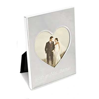 Image of Personalised Silver Plated Heart Photo Frame, Engraved with Any Message 3&quot; x Enter Your Own Custom Text