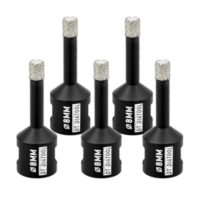 Image of DT DIATOOL Diamond Drill Bit 5PCS 8mm Hole Saw for Dry Drilling Tile Porcelain Marble Ceramic Granite