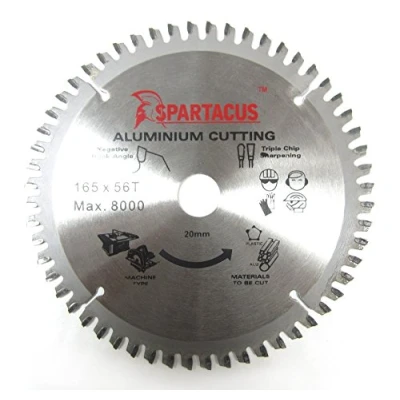 Image of Spartacus 165mm Diameter x 56 Teeth 20 Bore Aluminium Cutting Circular Saw Blade Fits Makita BSS610 BSS611 SP6000 5621DWB