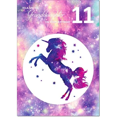 Image of doodlecards Granddaughter 11th Birthday Card Medium Size with Plain Envelope