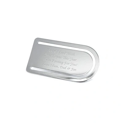 Image of Personalised Silver Plated Rounded Rectangle Bookmark, Engraved with Any Message Enter Your Own Custom Text