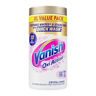 Image of Vanish Gold Oxi Action Stain Remover &amp; Whitening Booster Powder For Whites 1.9 Kg, Back to School, Removes School Stains Even at 20C, Restores Whiteness of Greyed Fabrics, Safe on Uniforms