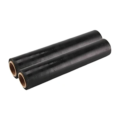 Image of Pallet Stretch Shrink Wrap Cling Film 20mu Thick Heavy Duty Strong Clear Packaging for Industrial, Luggage Furniture Wrapping Roll (400mm x 250m, Black, 2)