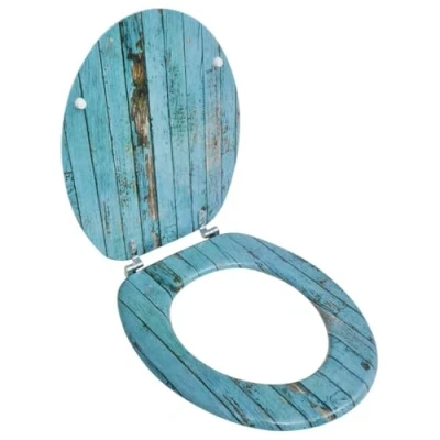 Image of vidaXL Toilet Seat with MDF Lid in Old Wood Design Adjustable, Durable, Easy to Install and Clean, Fits Universal Bowls