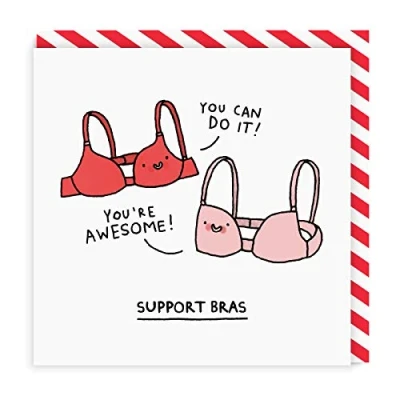 Image of Ohh Deer Support Bras Square Greeting Card (One Size) (Multicoloured)