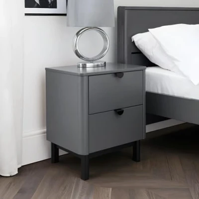 Image of Julian Bowen Storm Grey Wood Chloe 2 Drawer Bedside Table