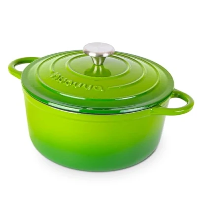 Image of Cast Iron Pot with Lid Non Stick Ovenproof Enamelled Casserole Pot, Oven Safe up to 500 F Sturdy Dutch Cookware Green, 5 Quart, 24cm by Nuovva