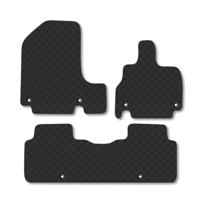Image of Rubber Car Mats Compatible with GENESIS GV60 (2022+) Tailored Fit Floor Set Accessory Custom Anti Slip Backing Heavy Duty Waterproof Easy Clean Durable All Weather Full Coverage