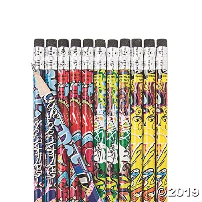 Image of MunchieMoosKids Pack of 12 Graffiti Art Design Pencils Party Bag Fillers