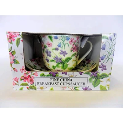 Image of Abbeydale Collection Gift boxed Jumbo Cup and saucer in pretty dog rose design.