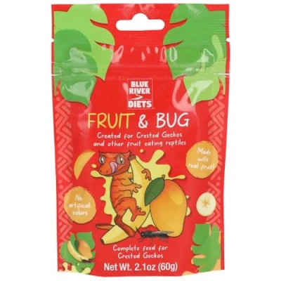Image of Blue River Diets Complete Crested Gecko Food All Natural Made in the UK (60g, Fruit and Bug)