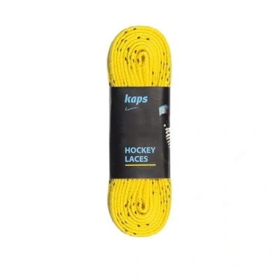 Image of Kaps Polyester Waterproof Skate Laces Exceptional Tensile Strength 190 daN Water Resistant For Ice Hockey Skates Yellow &amp; Black 243cm