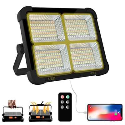 Image of 100W Rechargeable Work Light, 10000LM Super Bright Portable Floodlight with 16500mAh Battery Led The Remote Control USB &amp; Solar Emergency for Camping, Car Repairing, Hiking Fishing