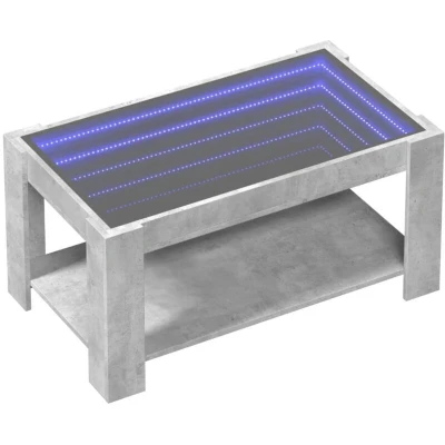 Image of vidaXL Coffee Table with LED Concrete Grey 93x53x45 cm Engineered Wood