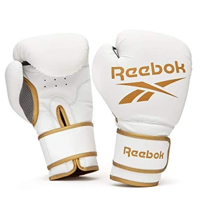 Image of Reebok Unisex&#039;s Boxing Gloves 10oz Gold/White, 10 oz