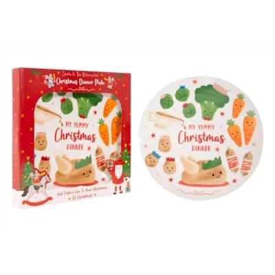 Image of RSW Christmas Themed Kids Dinner Plate Tableware Porcelain Santa Nutcracker Characters Xmas Festive Childs