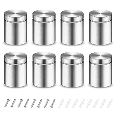 Image of 8Pcs Stainless Stand off Bolts Fittings Sign Standoff Fixings Holder 19x25mm Frameless Clamp for Glass Wall Mount Advertising Nails