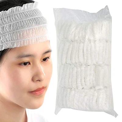 Image of 100pcs Disposable Elastic Hair Wraps Soft Non woven Headbands Skin Care Accessory for Spa Salon Makeup, White