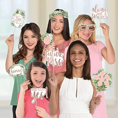 Image of (PKT) Adult Ladies 13 Piece Love &amp; Leaves Hen Do Bridal Shower Photo Props