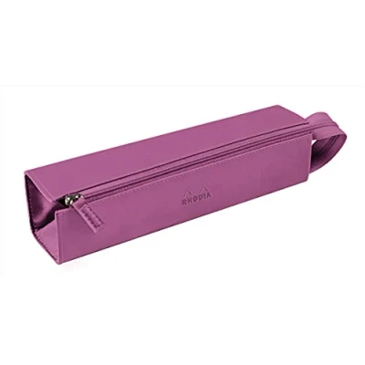 Image of RHODIA 319021C pencil case Rhodiarama Lilac 23x5x5 cm Flat opening for use as a Faux leather Storage pens, pencils, markers, small supplies