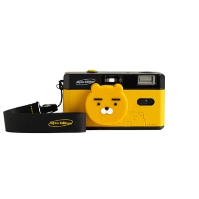 Image of Corex Kakao Friends Reusable 35mm Film Camera, Ryan Edition, Fixed Focus Wide Angle, Built In Flash, Compatible with Color Negative or B/W