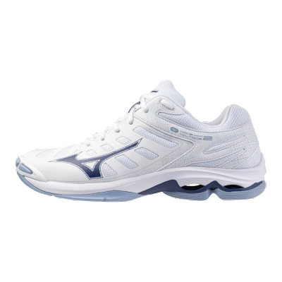 Image of Mizuno WAVE Voltage 2 Volleyball shoes, Men&#039;s, Size: 8.5, White/blue Textile/synthetics