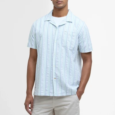 Image of Barbour Beechcroft Regular Fit Striped Cotton Seersucker Shirt L