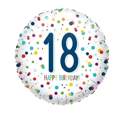 Image of (PKT) 1 Confetti Birthday 18th Standard Foil Balloon S40 1.8m