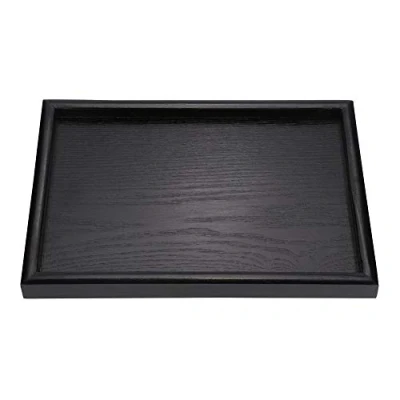 Image of Raguso Rectangle Shape Tray Black Solid Wood Tea Coffee Snack Food Meals Multipurpose Serving For Cafe Restaurant Hotel Home Shop (30 * 20 2cm)