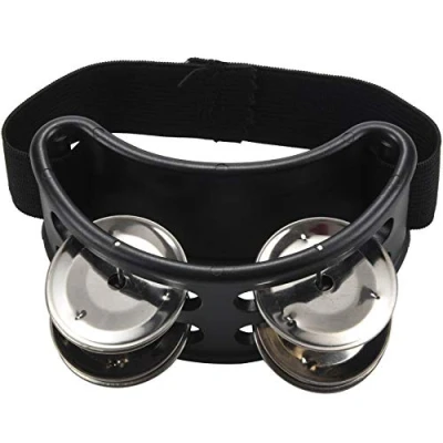 Image of Vanessanty Percussion Foot Tambourine with Metal Jingles, Black