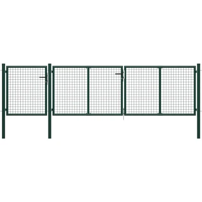 Image of vidaXL Garden Gate Steel 400x100 cm Green