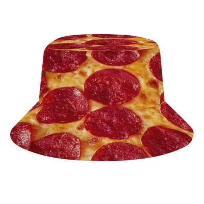 Image of JopaJre Pepperoni Cheese Pizza Bucket Hat for Women Men Sun Cap Fisherman Packable Beach Caps Travel Outdoor
