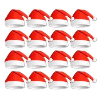 Image of Komonee 25 x Santa Claus Christmas Hat Red Xmas Novelty Party for Festive Holidays Fancy Dress Up Unisex Costume Accessory New Years Fun Adults and Children