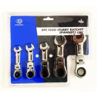 Image of Toolzone 5 Piece Flexi Stubby Ratchet Spanners CRV
