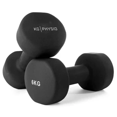 Image of Dumbbells Set Weights by KG Physio Neoprene Coated Dumbbells, Sweat Resistant Dumbellsweights with Anti Roll Technology, Dumbbell Exercise Poster, 1 10kg Pair