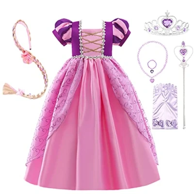 Image of Lito Angels Princess Rapunzel Costumes Fancy Dress Up with Accessories for Little Kids Girls Age 4 5 Years