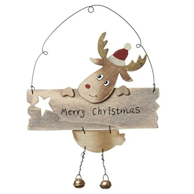 Image of Heaven Sends Hanging Wooden Reindeer Merry Christmas Decoration