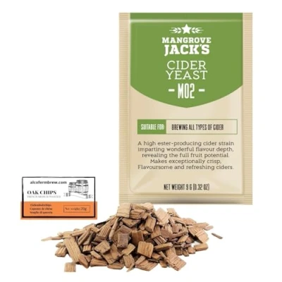 Image of AlcoFermBrew Cider Yeast 9g/25L Mangrove Jack’s M02 + French Oak Chips 20g, Home Brew Yeasts. Wine Making for Craft Series