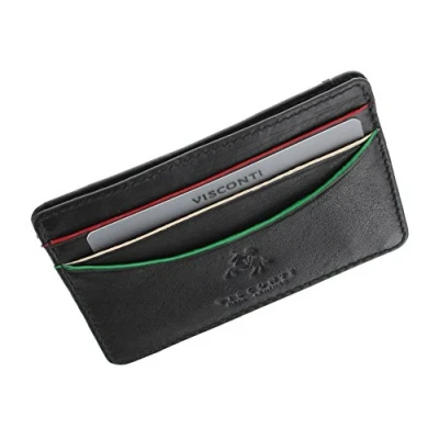 Image of VISCONTI Augusta Collection Oakmont Slim Leather Credit Card Holder AG15 Black